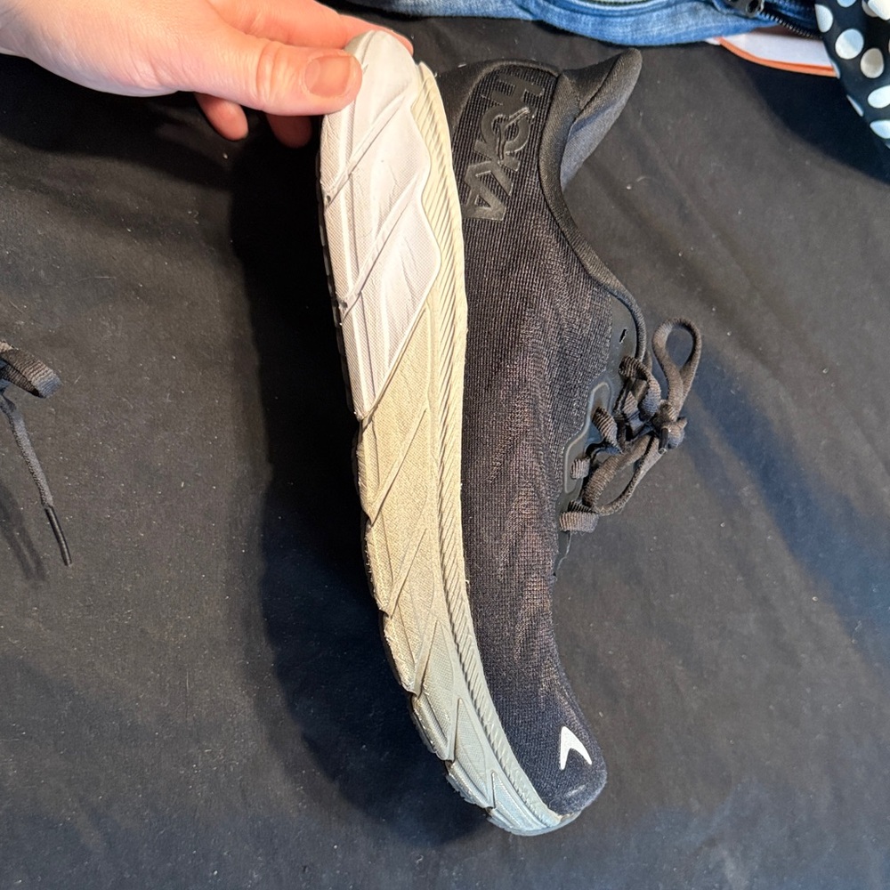 Hoka Black Running Shoe with White Accents